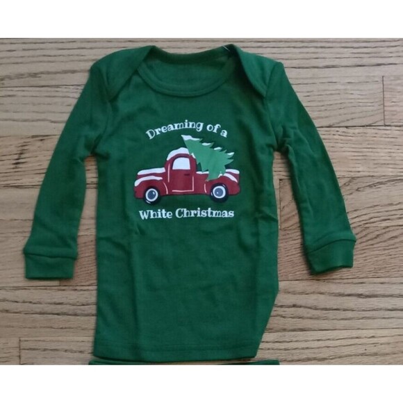 Sleepytime Infant Pajama Set 6 Months Green Dreaming of a White Christmas NEW - Picture 2 of 8